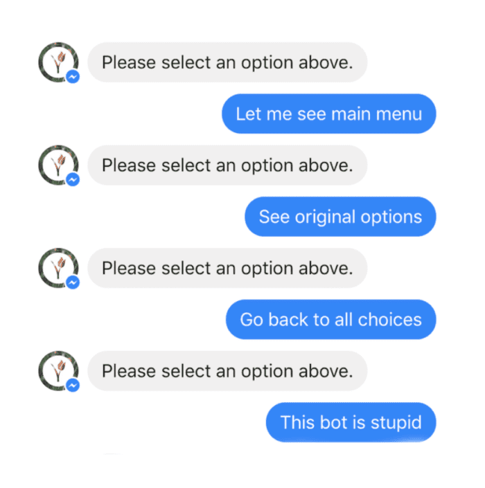 misunderstood chatbot conversation