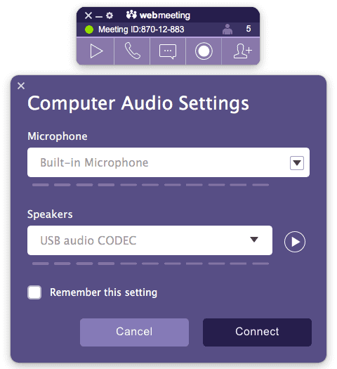 conference calling audio settings